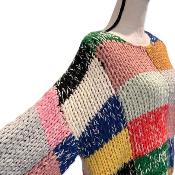Colorful and Bold Patchwork Knit Sweater - Picture 6 of 16